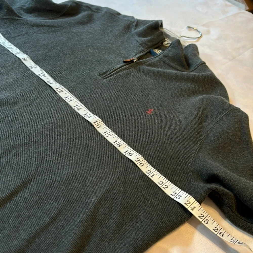 Polo Ralph Lauren Gray Cotton 1/4 Zip Pullover Sweater Size Large